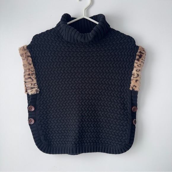 aspend kids Tops - Aspen Kids Black Knit vest with Leopard Accents